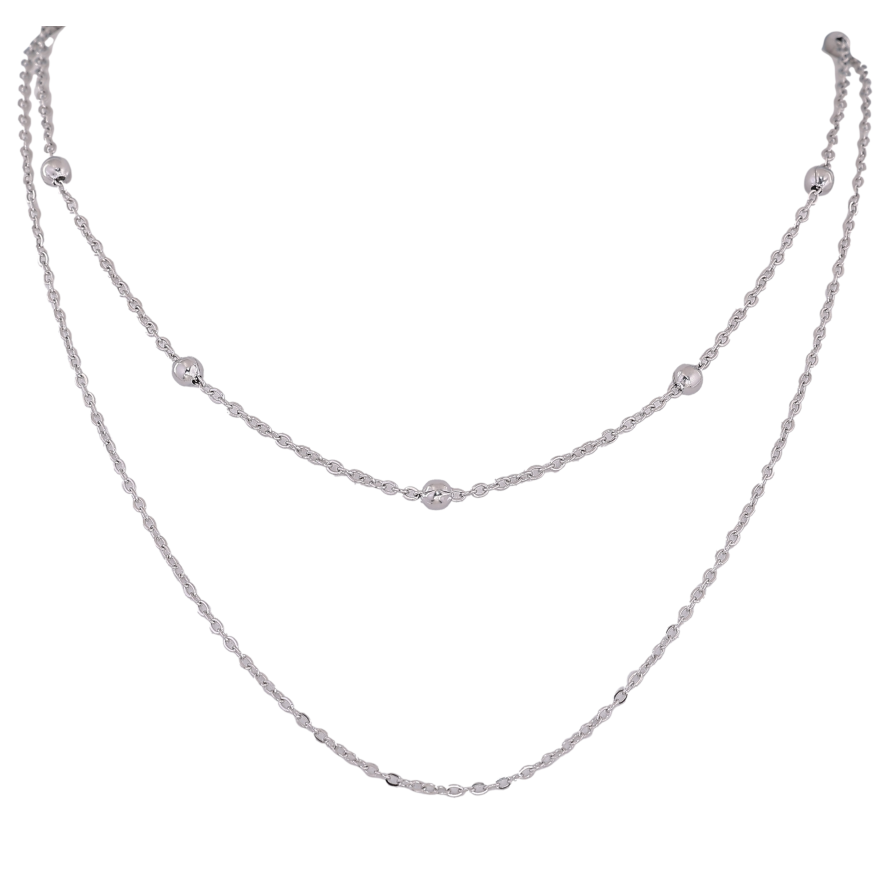 Кольє Xuping ТТМ Stainless Steel колір Родій "Подвійний ланцюжок" довжина 39-44см х 1.5-4мм фото №1