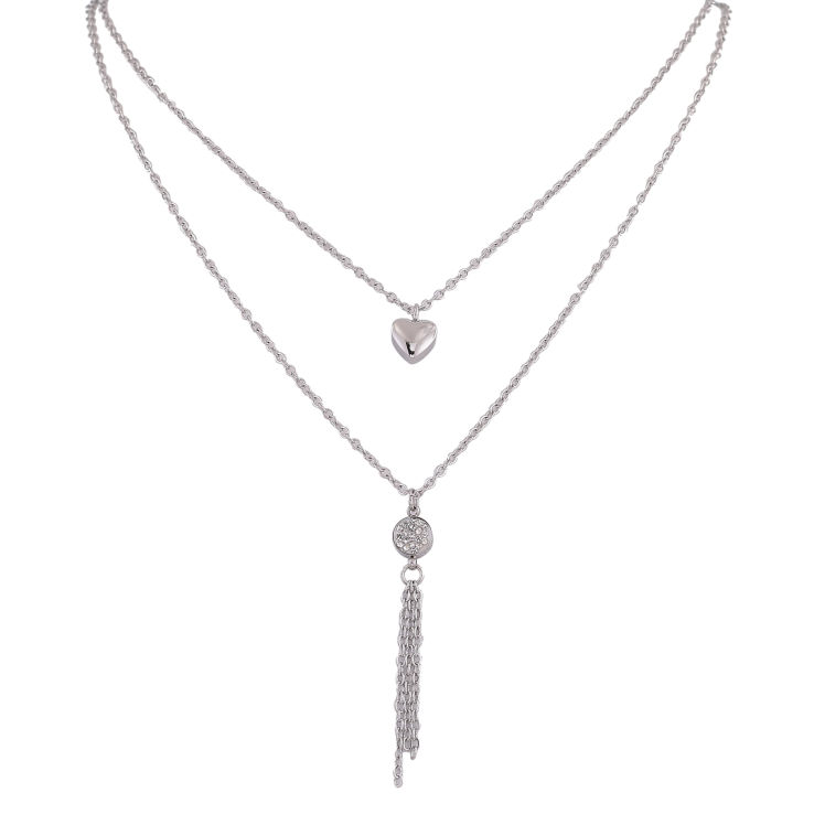 Кольє Xuping ТТМ Stainless Steel колір Родій "Подвійний ланцюжок з підвісками" довжина 40-45см х 1.5мм фото №17