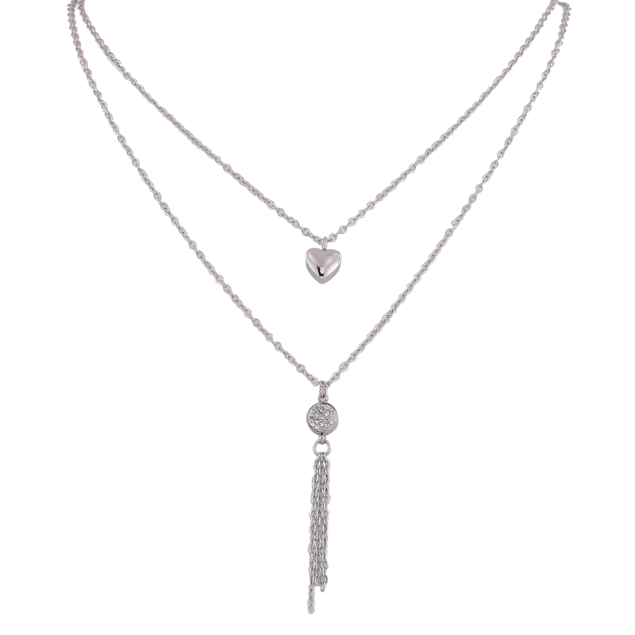 Кольє Xuping ТТМ Stainless Steel колір Родій "Подвійний ланцюжок з підвісками" довжина 40-45см х 1.5мм фото №1