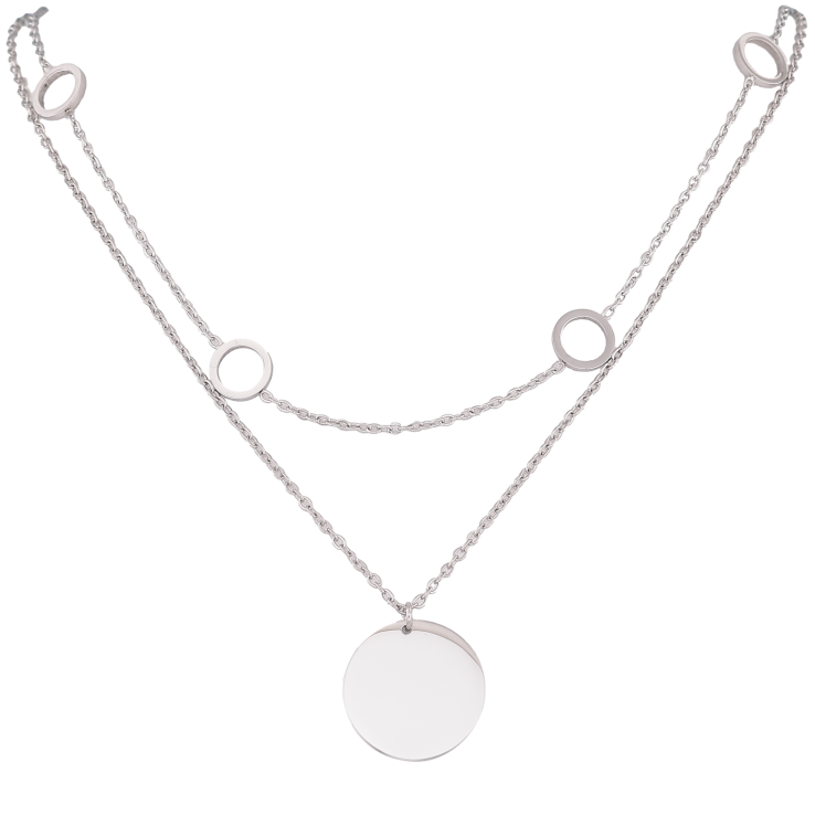 Кольє Xuping ТТМ Stainless Steel колір Родій "Круги" довжина 42-47см х 1.5-8мм фото №21 Кольє Xuping ТТМ Stainless Steel колір Родій "Круги" довжина 42-47см х 1.5-8мм фото №21