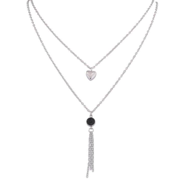 Кольє Xuping ТТМ Stainless Steel колір Родій "Подвійний ланцюжок з підвісками" довжина 40-45см х 1.5мм фото №7