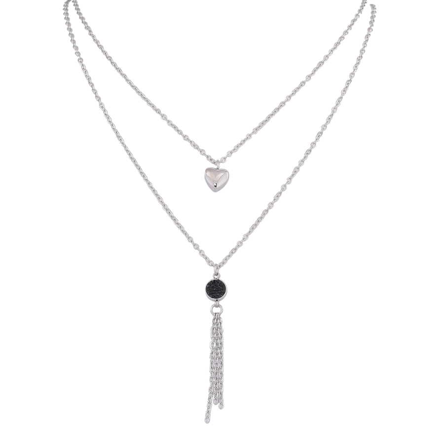 Кольє Xuping ТТМ Stainless Steel колір Родій "Подвійний ланцюжок з підвісками" довжина 40-45см х 1.5мм фото №1 Кольє Xuping ТТМ Stainless Steel колір Родій "Подвійний ланцюжок з підвісками" довжина 40-45см х 1.5мм фото №1