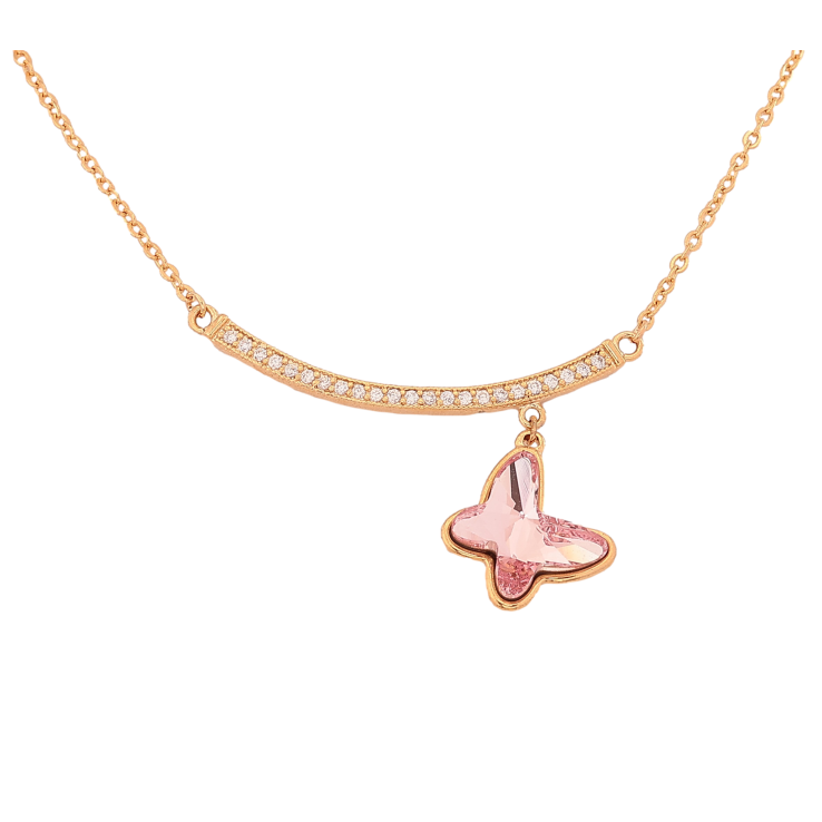 Кольє Xuping колір Позолота 18K з кристалами Swarovski "Кристальний метелик Rose" довжина 44-48см х 1мм фото №8