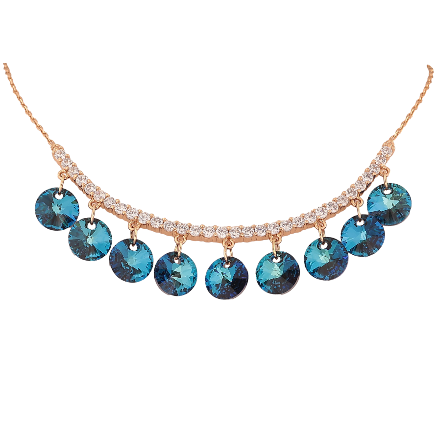 Колье Xuping цвет Позолота 18K с кристаллами Swarovski "Дорожка с кристальными подвесками Metallic Blue" длина 41-46см х 1мм фото №1 Колье Xuping цвет Позолота 18K с кристаллами Swarovski "Дорожка с кристальными подвесками Metallic Blue" длина 41-46см х 1мм фото №1