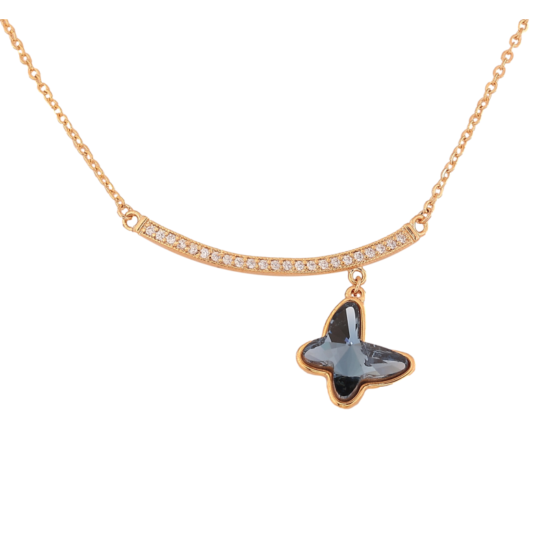 Кольє Xuping колір Позолота 18K з кристалами Swarovski "Кристальний метелик Montana" довжина 44-48см х 1мм фото №1