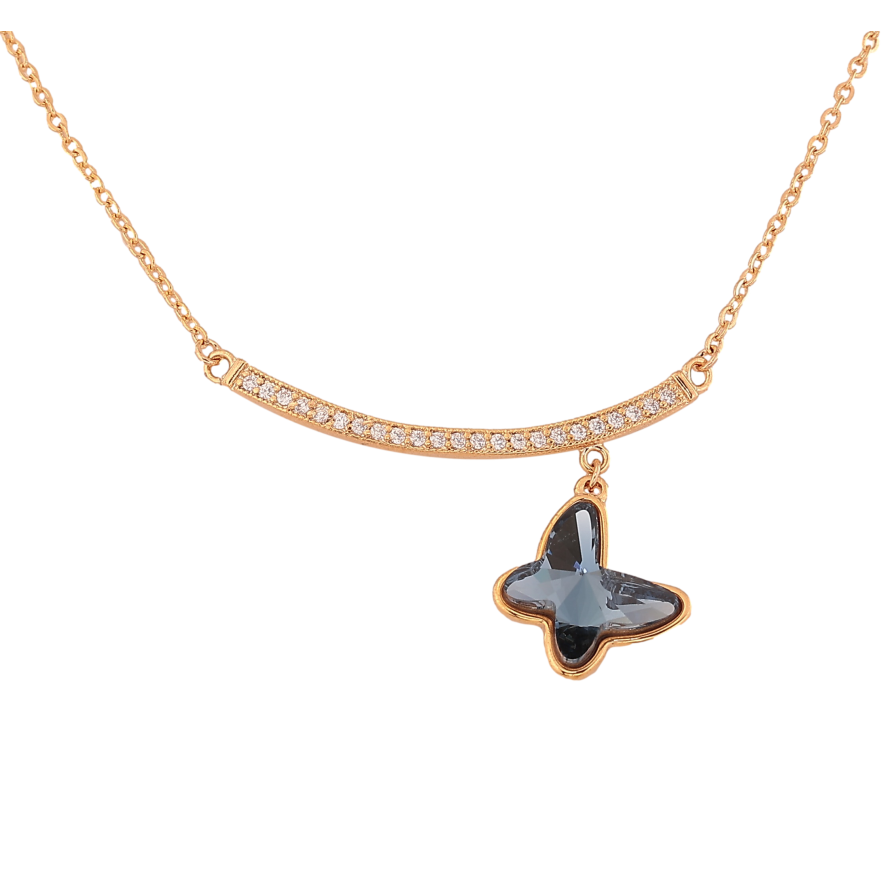 Колье Xuping цвет Позолота 18K с кристаллами Swarovski "Кристальная бабочка Montana" длина 44-48см х 1мм фото №1