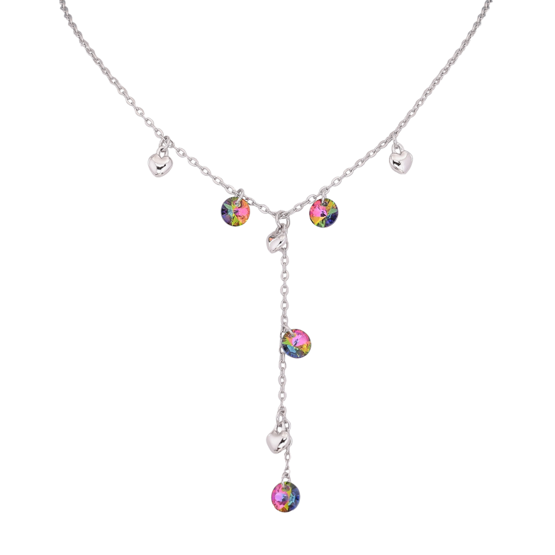 Кольє Xuping колір Родій з кр-ми Swarovski "Підвіски сердечка та кристали Vitrail Medium" довжина 42-47см х 1.5мм фото №1