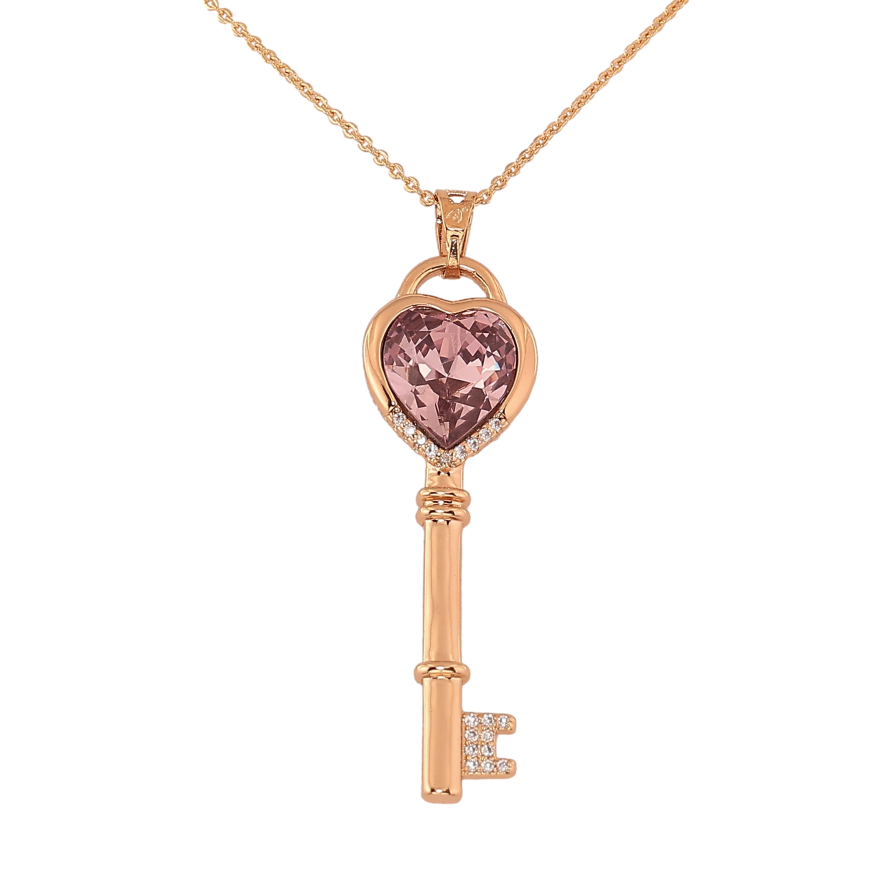 Кулон Xuping цвет 18K с кр-ми Swarovski на цепочке "Ключик с кристаллом Antique Pink" длина 40-44см х 1мм фото №1 Кулон Xuping цвет 18K с кр-ми Swarovski на цепочке "Ключик с кристаллом Antique Pink" длина 40-44см х 1мм фото №1