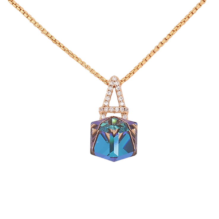 Кулон Xuping цвет 18K с кр-ми Swarovski на цепочке "Буква А с кристальным кубом Metallic Blue" длина 40-45см х 1мм фото №12 Кулон Xuping цвет 18K с кр-ми Swarovski на цепочке "Буква А с кристальным кубом Metallic Blue" длина 40-45см х 1мм фото №12