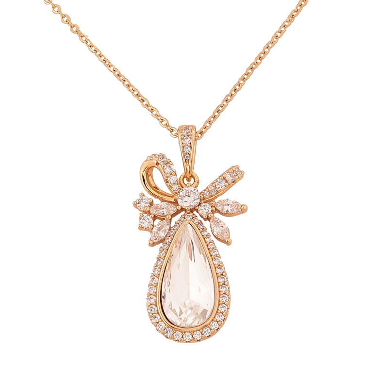 Кулон Xuping цвет 18K с кр-ми Swarovski на цепочке "Бант с кристаллом Clear" дл. 40-45см х 2мм фото №1 Кулон Xuping цвет 18K с кр-ми Swarovski на цепочке "Бант с кристаллом Clear" дл. 40-45см х 2мм фото №1