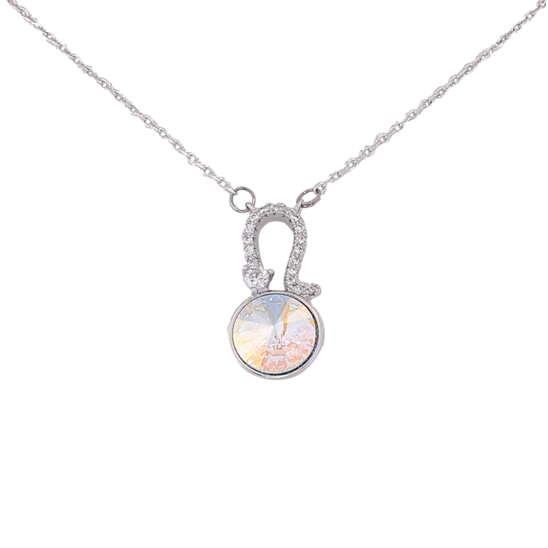 Кулон Xuping цвет Родий с кр-ми Swarovski на цепочке "Кристалл АВ знак Зодиака Лев" дл. 42,5-47см х 1мм фото №1