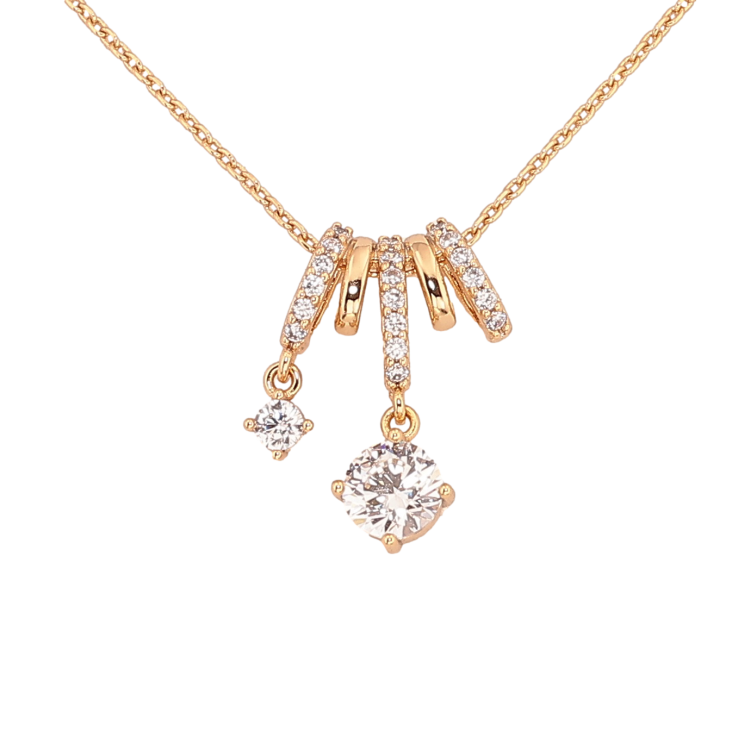 Кулон на ланцюжку Xuping колір Позолота 18К "Підвіска з кристалами" довжина 45-50см х 1мм фото №2