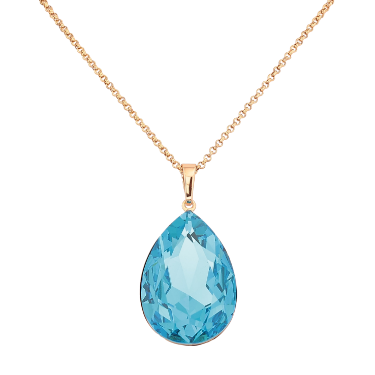 Кулон на ланцюжку Xuping колір 18K з кр-ми Swarovski "Кристал Light Turquoisel, 20х30мм" довжина 40-45см х 1.5мм фото №10 Кулон на ланцюжку Xuping колір 18K з кр-ми Swarovski "Кристал Light Turquoisel, 20х30мм" довжина 40-45см х 1.5мм фото №10