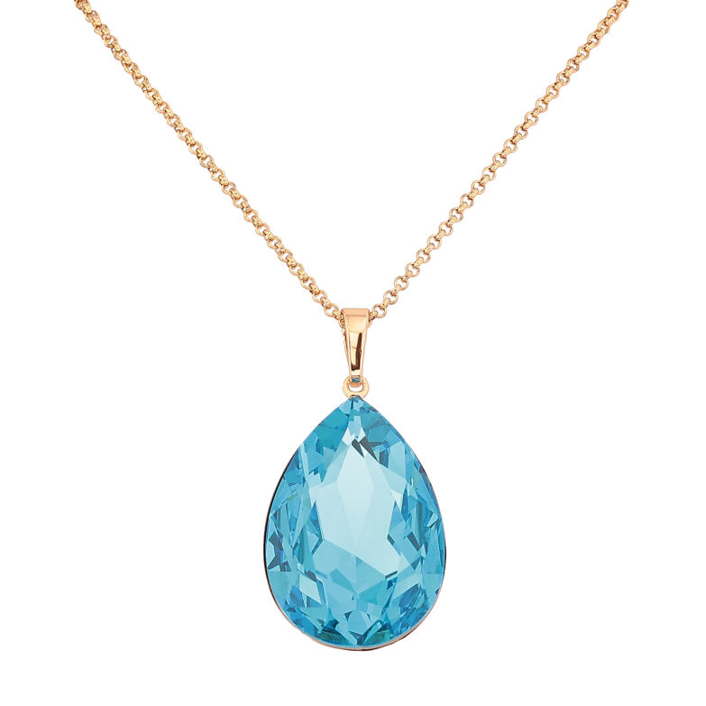 Кулон на ланцюжку Xuping колір 18K з кр-ми Swarovski "Кристал Light Turquoisel, 20х30мм" довжина 40-45см х 1.5мм фото №1