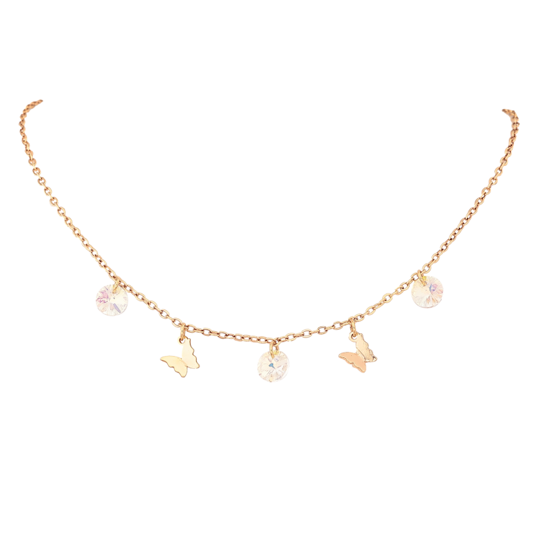Колье Xuping цвет 18K с кр-ми Swarovski "Подвески бабочки с кристаллами Shimmer" длина 42-47см х 1.5мм фото №1