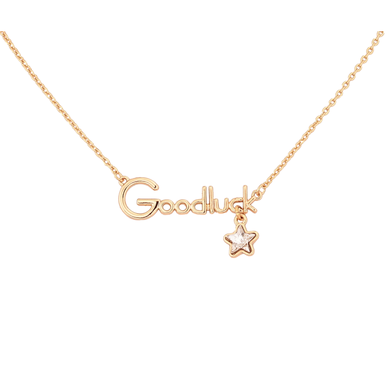 Кулон на ланцюжку Xuping колір 18K з кр-ми Swarovski "Good luck з кристальною зірочкою Clear" довжина 42-47см х 1мм фото №1