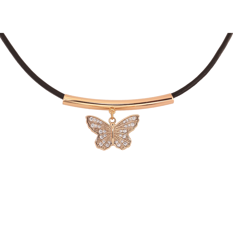 Кулон на шнурі Xuping колір Позолота 18К "Метелик" довжина 46-51см х 2мм фото №1 Кулон на шнурі Xuping колір Позолота 18К "Метелик" довжина 46-51см х 2мм фото №1