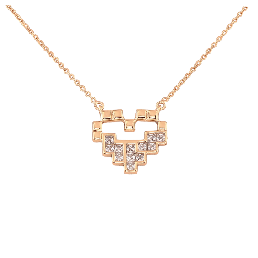 Кулон на цепочке Xuping цвет Позолота 18К "Сердечко с кристаллами" длина 46-49см х 1мм фото №1