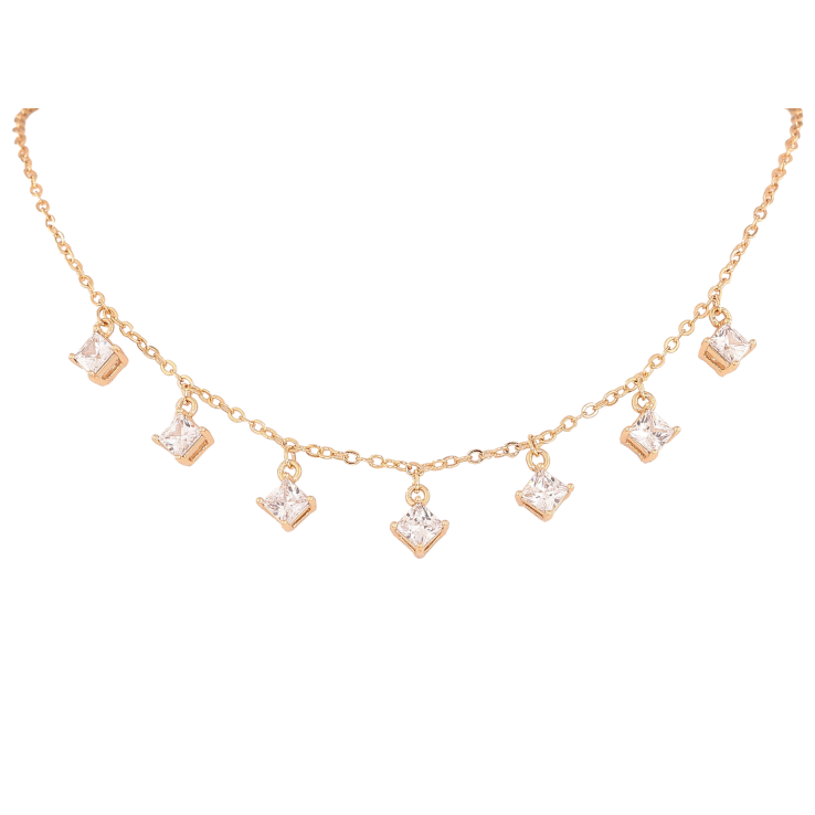 Кольє Xuping колір Позолота 18К "Кристальні підвіски" довжина 42-46см х 2мм фото №2 Кольє Xuping колір Позолота 18К "Кристальні підвіски" довжина 42-46см х 2мм фото №2