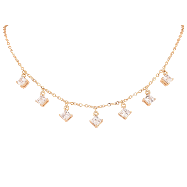 Колье Xuping цвет Позолота 18К "Кристальные подвески" длина 42-46см х 2мм фото №1