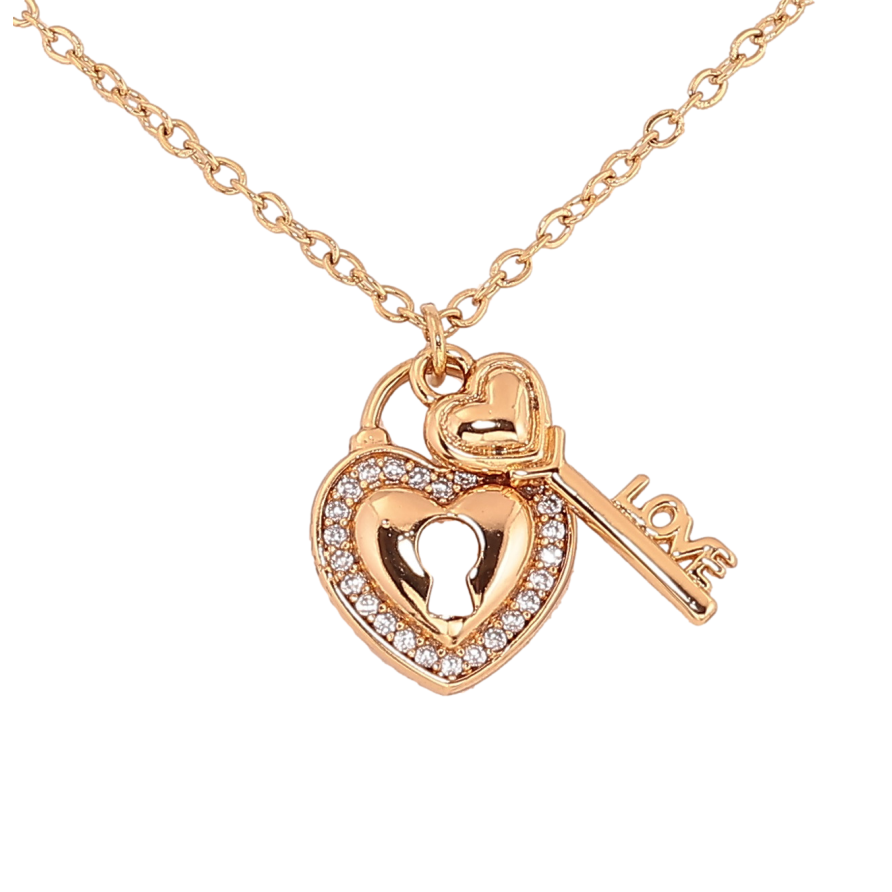 Кулон на ланцюжку Xuping колір Позолота 18К "Сердечко с ключиком" длина 42-47см х 2мм фото №1