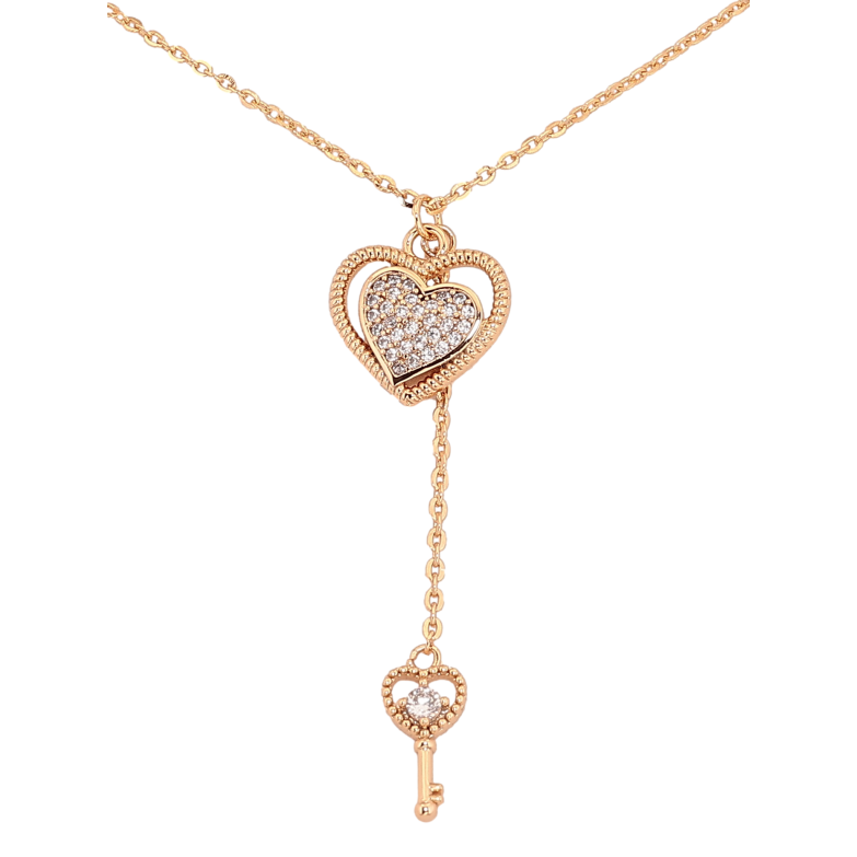 Кулон на ланцюжку Xuping колір Позолота 18К "Сердечко с ключиком" длина 41-46см х 1.5мм фото №1