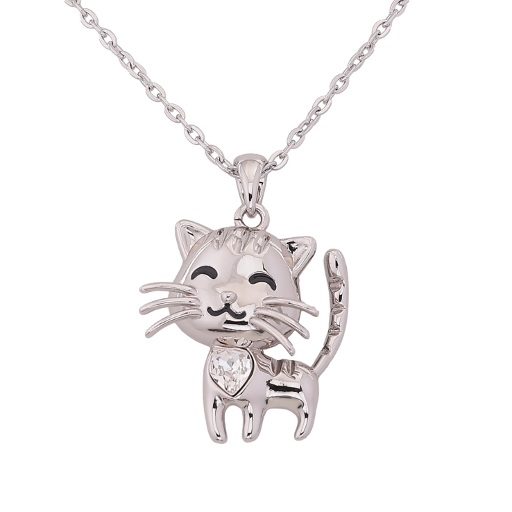 Кулон на ланцюжку Xuping колір Родій з кр-ми Swarovski "Котик з кристалом Clear" довжина 41-46см х 2мм фото №10 Кулон на ланцюжку Xuping колір Родій з кр-ми Swarovski "Котик з кристалом Clear" довжина 41-46см х 2мм фото №10