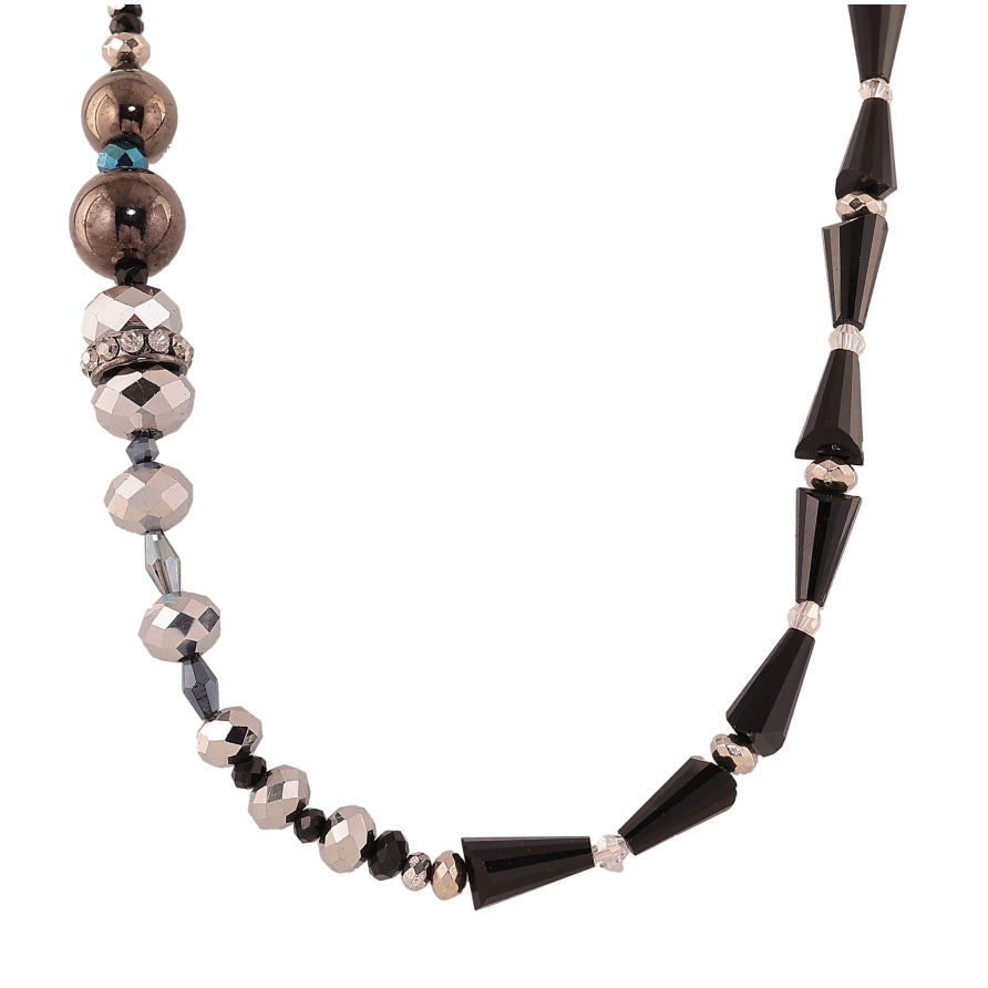 Намисто "Візерунок з чорно-сріблястих намистин" довжина 45-50см х 4-14мм фото №1