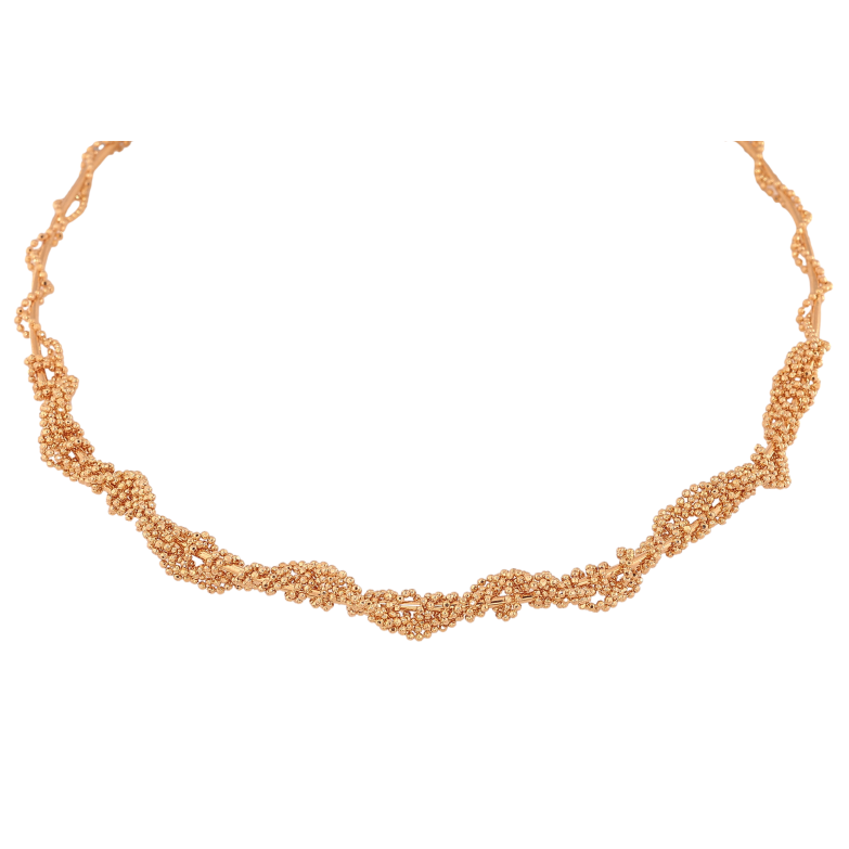 Кольє Xuping колір Позолота 18K "Жорсткий шнур з переплетеними ланцюжками" ø 12см+3,5см х 5-8мм фото №1