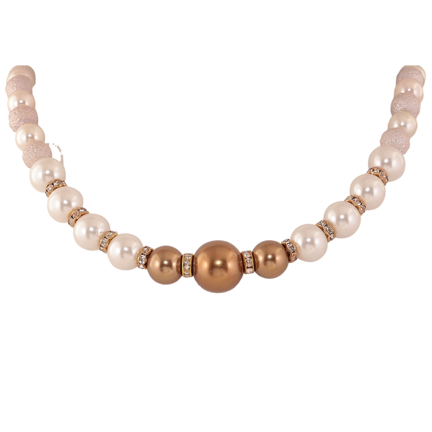 Намисто "Перлинно-золотисті намистини" довжина 47см х 6-14мм фото №1