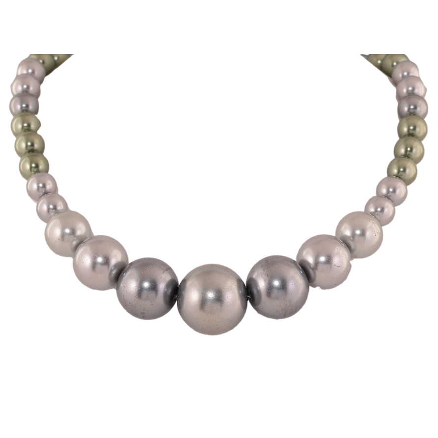 Намисто "Нитка сірих намистин" довжина 47см х 8-17мм фото №1