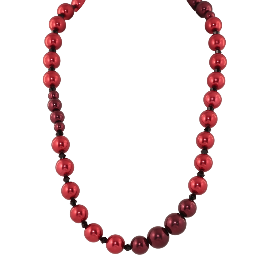 Намисто "Візерунок з червоно-бордових намистин" довжина 42-46см х 4-12мм фото №1