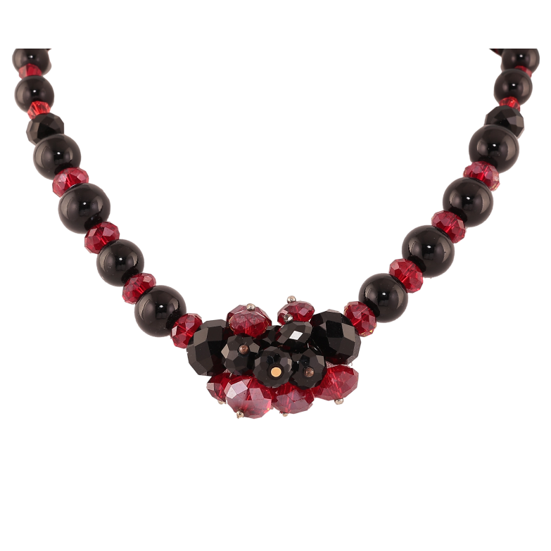 Намисто "Візерунок з чорно-бордових намистин" довжина 49см х 4-20мм фото №1 Намисто "Візерунок з чорно-бордових намистин" довжина 49см х 4-20мм фото №1