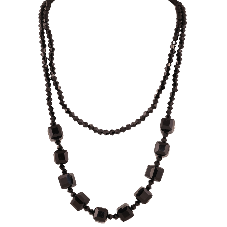 Намисто на резинці "Візерунок з чорних намистин" довжина 104см х 4-10мм фото №1