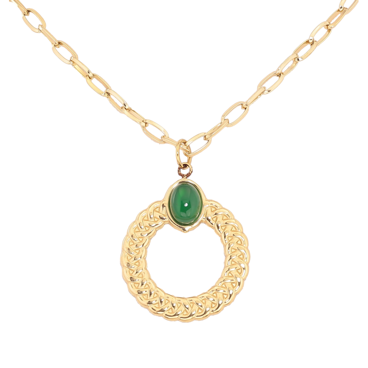 Підвіска на ланцюжку Нержавіюча сталь "Кільце з зеленим каменем" довжина 47-52см х 3мм фото №20