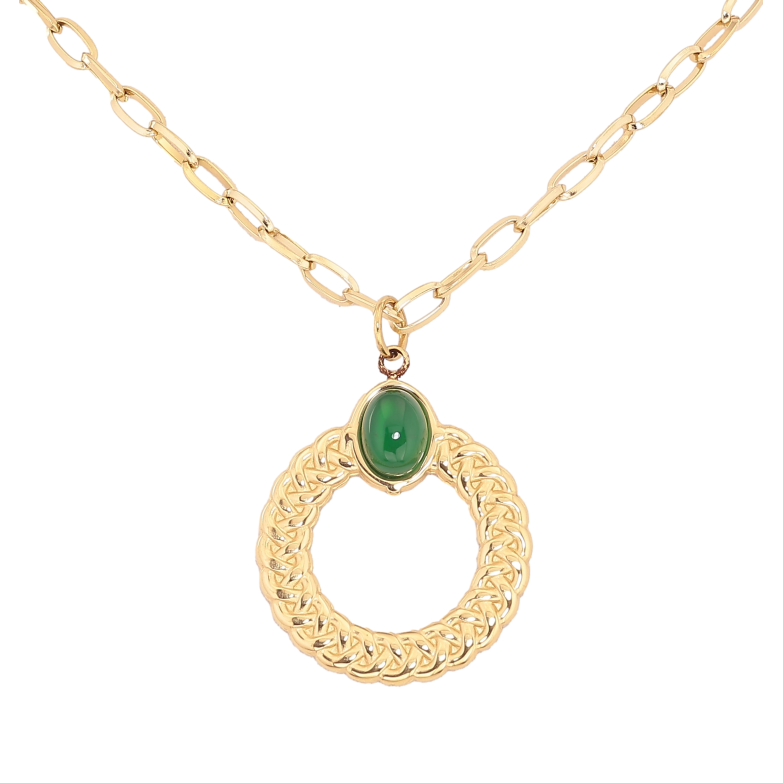 Підвіска на ланцюжку Нержавіюча сталь "Кільце з зеленим каменем" довжина 47-52см х 3мм фото №1 Підвіска на ланцюжку Нержавіюча сталь "Кільце з зеленим каменем" довжина 47-52см х 3мм фото №1