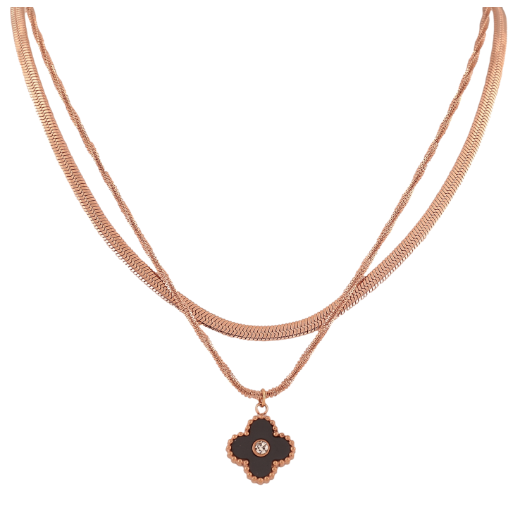 Підвіска на ланцюжку Нержавіюча сталь "Два ланцюжки з підвіскою конюшина" довжина 41-45см х 3мм, 2мм фото №8