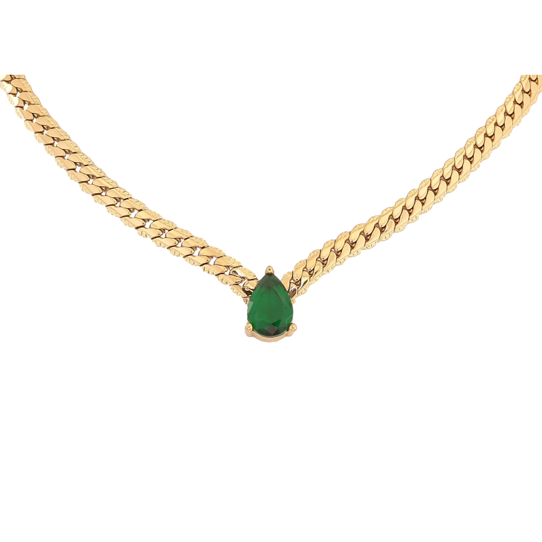 Підвіска на ланцюжку Нержавіюча сталь "Зелена кристальна крапелька" довжина 41-46см х 4мм фото №1 Підвіска на ланцюжку Нержавіюча сталь "Зелена кристальна крапелька" довжина 41-46см х 4мм фото №1