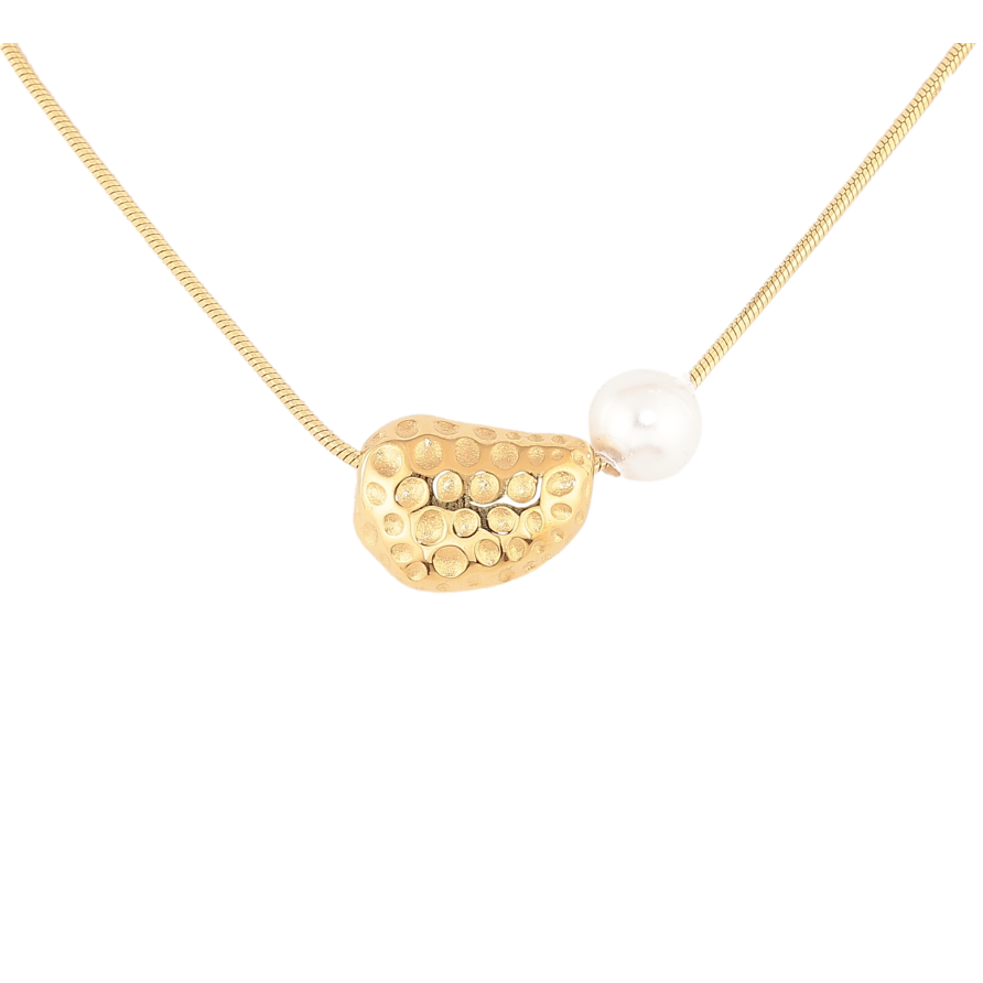 Підвіска на ланцюжку Нержавіюча сталь "Візерунок з перлиною" довжина 42-47см х 1мм фото №1