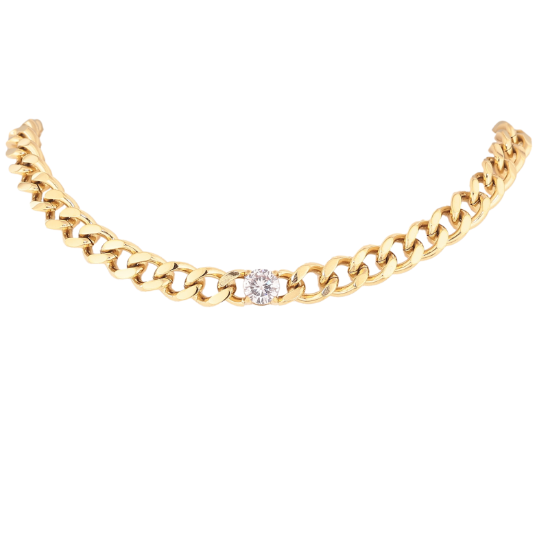 Підвіска на ланцюжку Нержавіюча сталь "Ланцюжок з кристалом" довжина 40-45см х 7мм фото №1