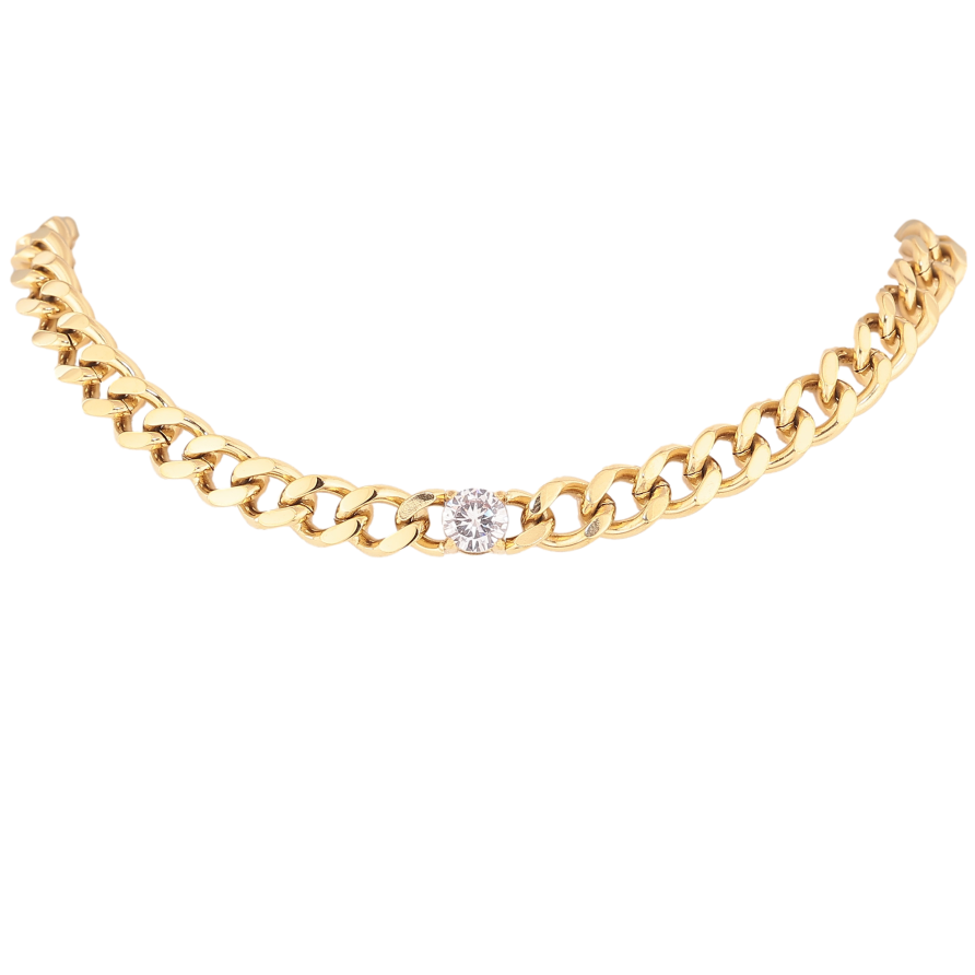 Підвіска на ланцюжку Нержавіюча сталь "Ланцюжок з кристалом" довжина 40-45см х 7мм фото №1