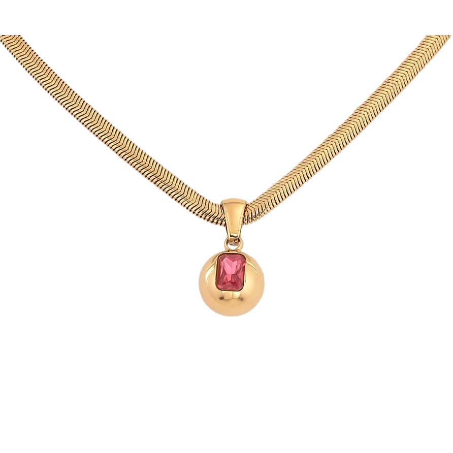 Підвіска на ланцюжку Нержавіюча сталь "Куля з рожевим кристалом" довжина 41-46см х 3мм фото №1 Підвіска на ланцюжку Нержавіюча сталь "Куля з рожевим кристалом" довжина 41-46см х 3мм фото №1