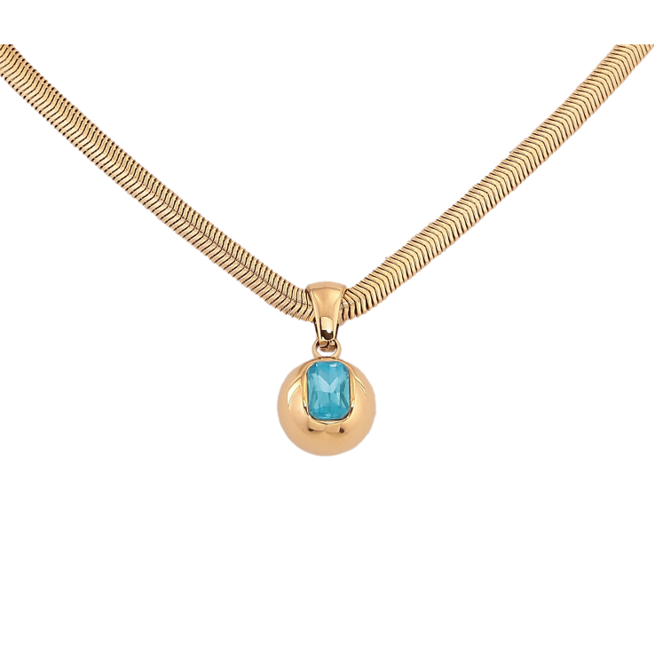Підвіска на ланцюжку Нержавіюча сталь "Куля з блакитним кристалом" довжина 42-47см х 3мм фото №12