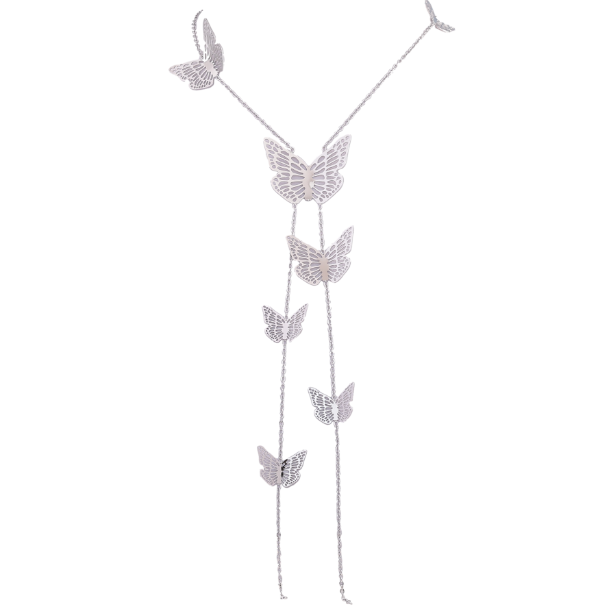 Колье Нержавеющая сталь "Бабочки" длина 57-62см х 2мм фото №1 Колье Нержавеющая сталь "Бабочки" длина 57-62см х 2мм фото №1