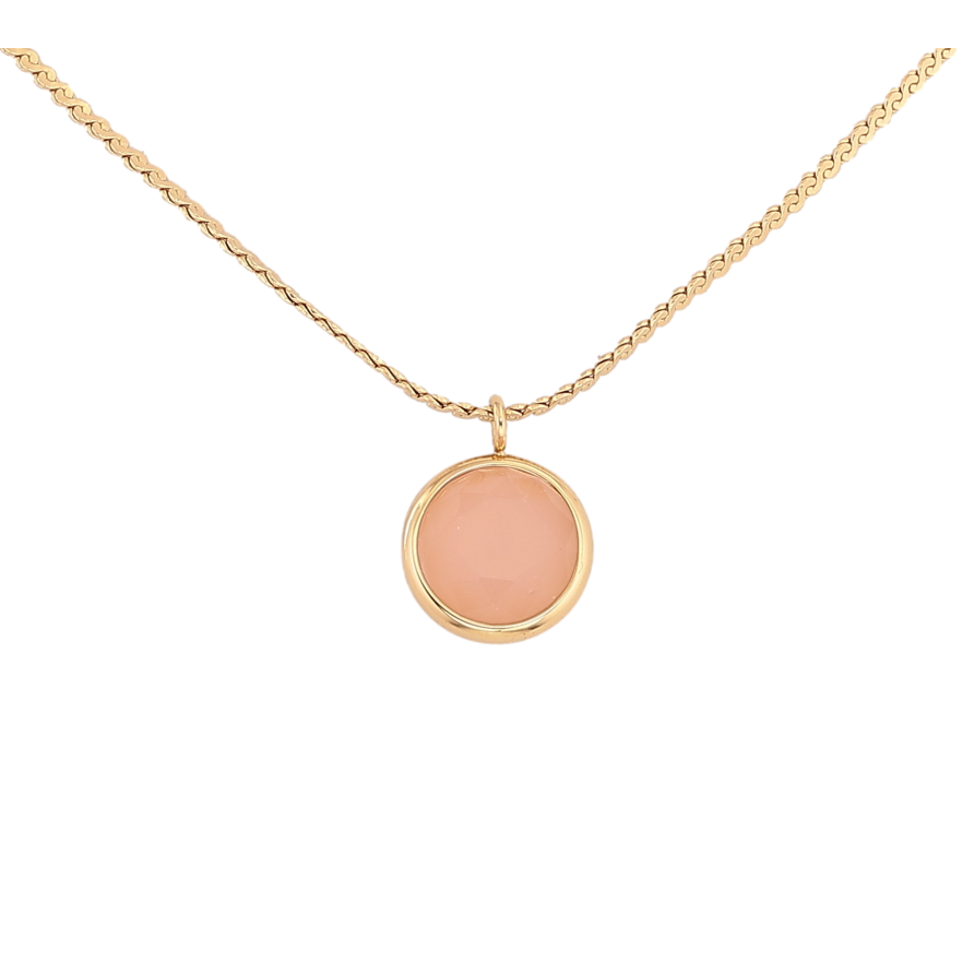 Підвіска на ланцюжку Нержавіюча сталь "Персиковий кристал, ø 10мм" довжина 41-46см х 1мм фото №1