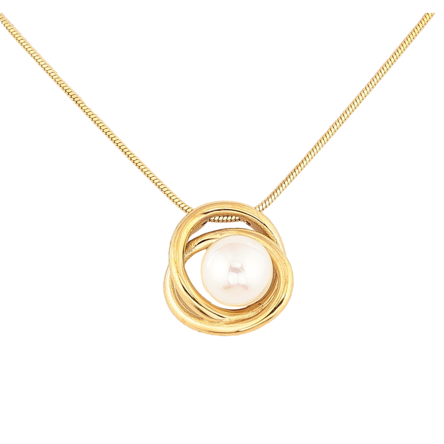 Підвіска на ланцюжку Нержавіюча сталь "Візерунок з перлиною" довжина 42-47см х 1мм фото №1