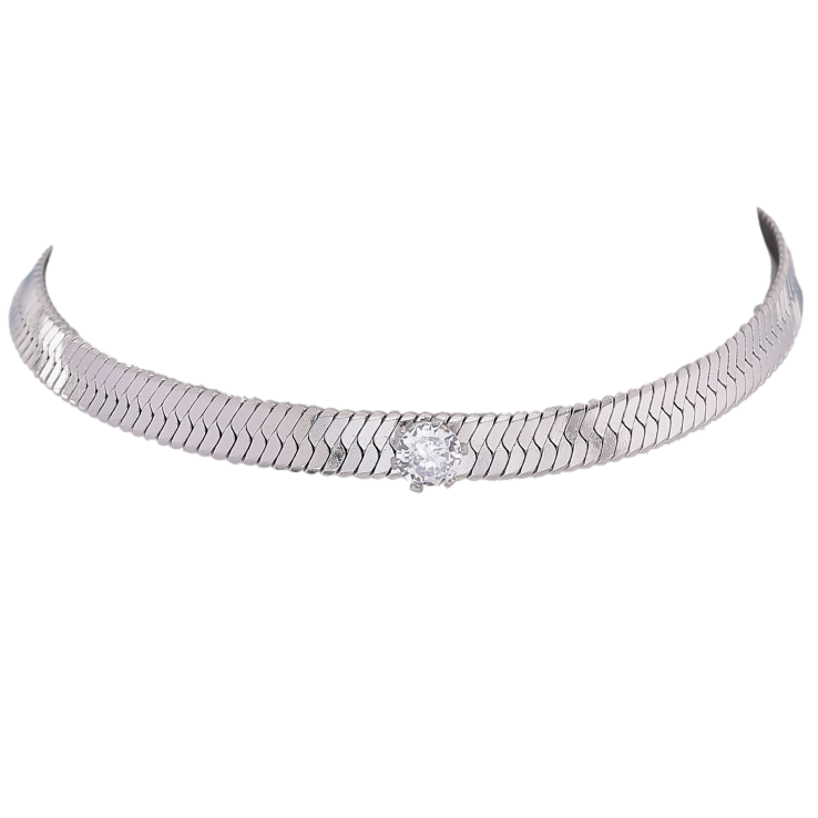 Подвеска на цепочке Нержавеющая сталь "Цепочка с кристаллом" длина 36-41см х 5мм фото №10