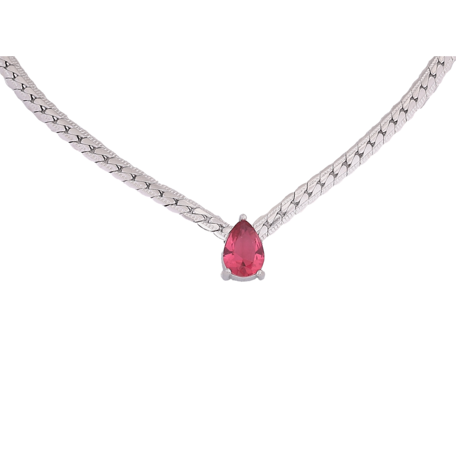 Подвеска на цепочке Нержавеющая сталь "Цепочка с розовой кристальной капелькой" длина 40-45см х 4мм фото №1