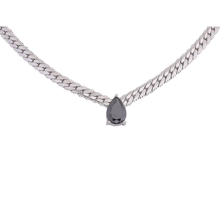 Подвеска на цепочке Нержавеющая сталь "Цепочка с черной кристальной капелькой" длина 40-45см х 4мм фото №5