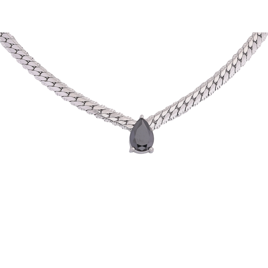 Подвеска на цепочке Нержавеющая сталь "Цепочка с черной кристальной капелькой" длина 40-45см х 4мм фото №1